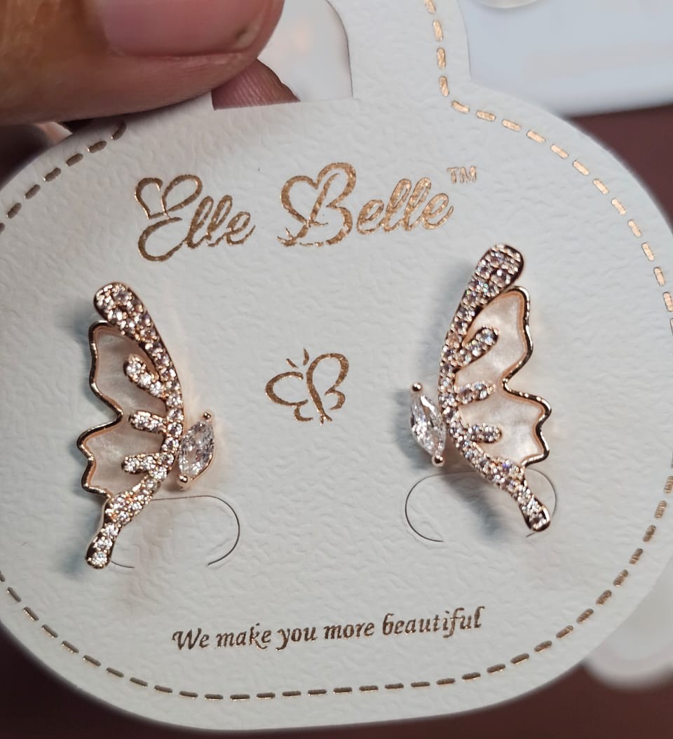 Elle Belle AD Stone Butterfly Wing Stud Earrings - Jewellery by Luxe Aura